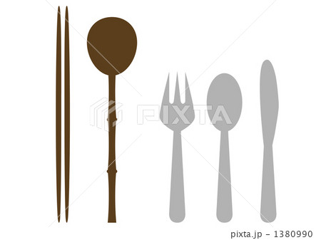 キッチン用品 スプーン フォーク 箸のイラスト素材
