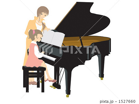 女の子 ピアノ ピアノレッスン 先生のイラスト素材 Pixta