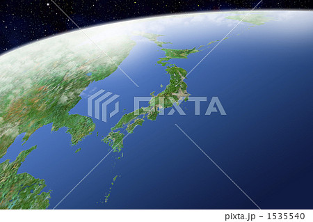 日本列島 地図 衛星写真 日本地図の写真素材