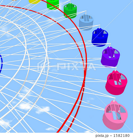 観覧車 イラスト カラフル 乗り物のイラスト素材