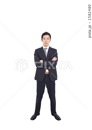 仁王立ち 男性 全身の写真素材
