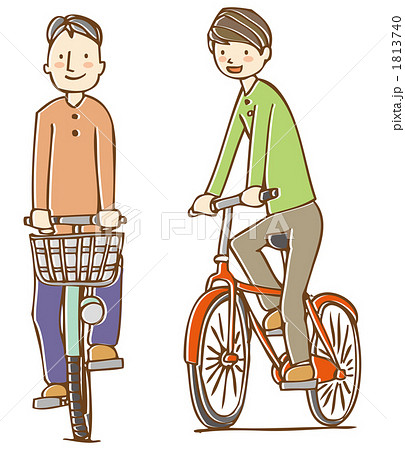 自転車 運転 こぐ 人物のイラスト素材