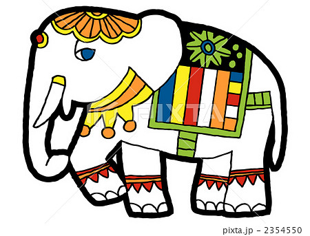 インド象 白象 花まつり イラストのイラスト素材