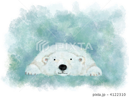 寝そべるシロクマイラストのイラスト素材