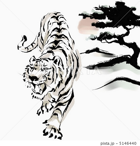 虎 背景 バックグラウンド 木の枝のイラスト素材