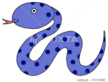 蛇 青色 ヘビ スネーク イラストのイラスト素材