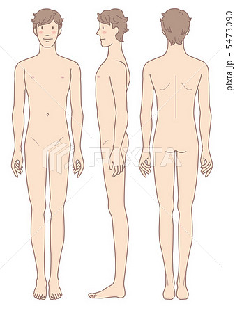男性 裸 身体 横向の写真素材