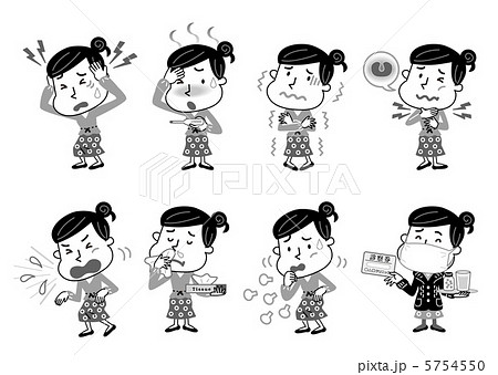 扁桃腺 咽痛 病気 のどのイラスト素材