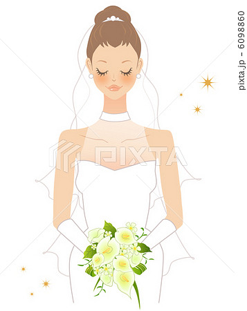 花嫁 正面 目を閉じる イラストのイラスト素材