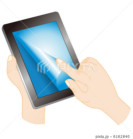 タブレットpc タブレット端末 手 指のイラスト素材