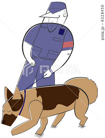 警察犬 犬 警官 警察官のイラスト素材
