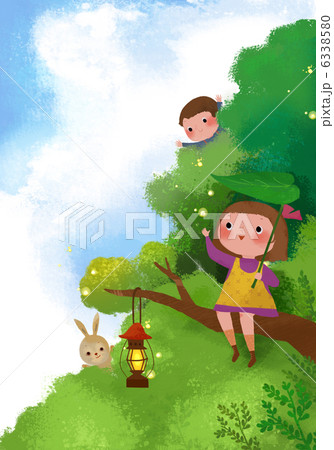人物 動物 うさぎ ワンピースのイラスト素材