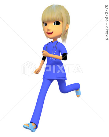 女性 看護師 急ぐ 走るのイラスト素材