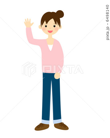 女性 挨拶 送迎 見送り 元気 人物 お見送りのイラスト素材