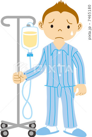 入院 点滴 男の子 子供のイラスト素材