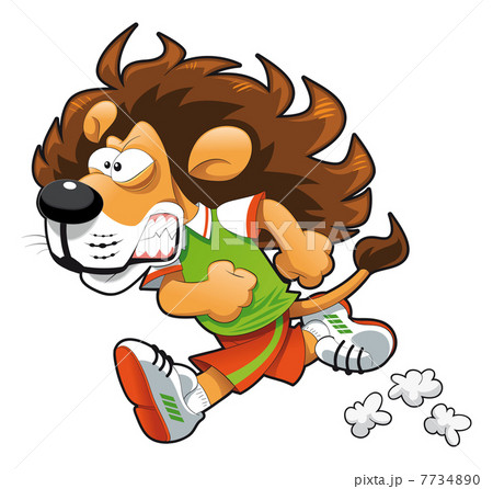 ライオン 獅子 ジョギング 動物のイラスト素材