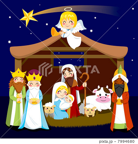 Christmas Nativity Sceneのイラスト素材