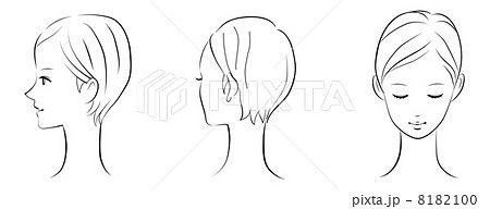 女性 顔 斜め 斜め横顔のイラスト素材 Pixta