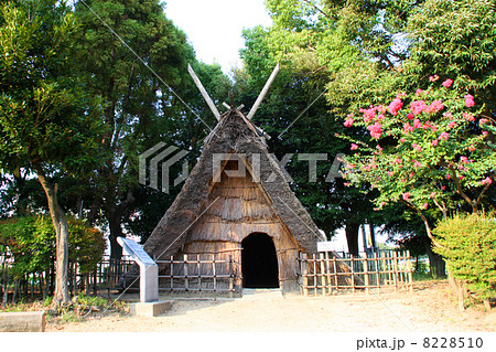 方形竪穴住居 竪穴住居 田能遺跡の写真素材