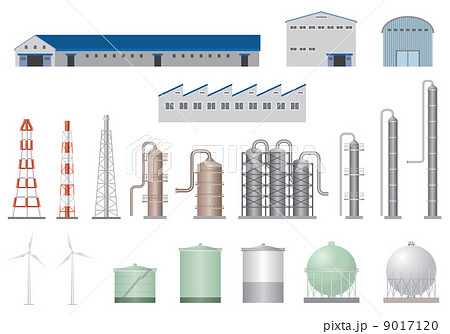 ベクター 工場 化学 プラントのイラスト素材