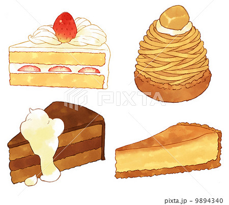 デザート ケーキ ショートケーキ モンブランのイラスト素材