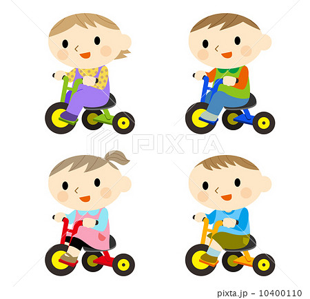 三輪車 遊ぶ 男の子 女の子のイラスト素材