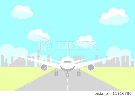 飛行機 離陸 空港 滑走路のイラスト素材