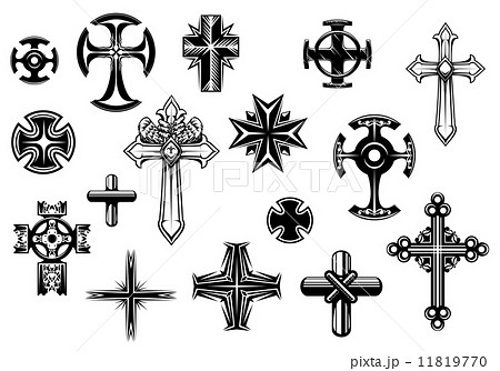 キリスト トライバル タトゥー 十字架 渡る 刺青の写真素材