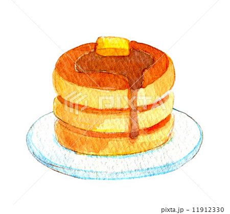 ホットケーキ 水彩 パンケーキ スイーツのイラスト素材