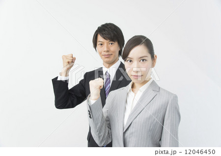 頑張れー ポーズの写真素材