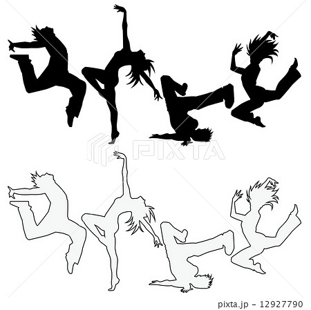 ダンス シルエット 踊り ジャズダンスのイラスト素材
