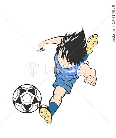 サッカー ボール 少年 シュートのイラスト素材