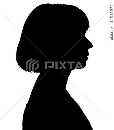 ベクター 横顔 女性 シルエットのイラスト素材