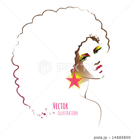 レトロ 70年代 昭和 ヘアスタイルのイラスト素材