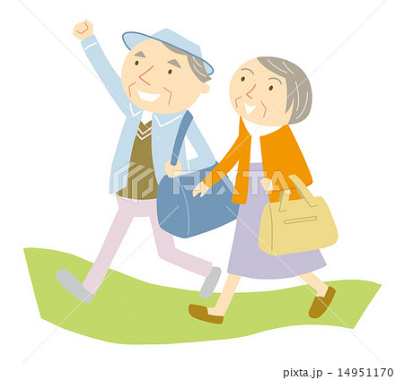 高齢者 旅行 夫婦 外出のイラスト素材