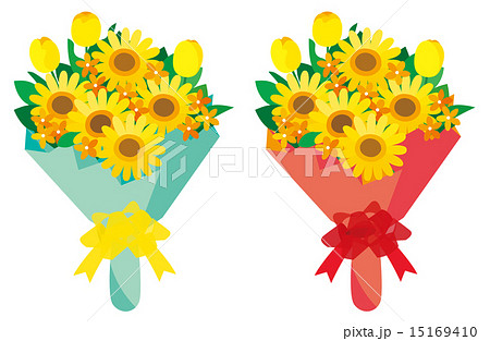 父の日 向日葵 花束 プレゼントのイラスト素材