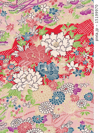 着物図案 和柄 菊 牡丹のイラスト素材