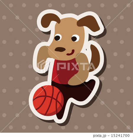 わんこ 犬 バスケ バスケットボールの写真素材