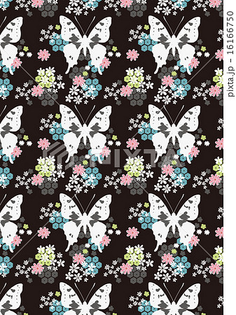花 蝶 パターン 和柄の写真素材