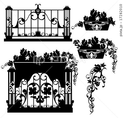 薔薇の垣根 フェンスのイラスト素材