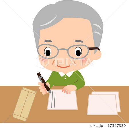 手紙 便箋 封筒 ボールペンのイラスト素材