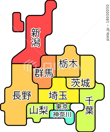 関東甲信越 日本 日本地図 地図のイラスト素材