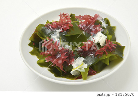 赤つのまた 海藻サラダの写真素材