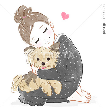 犬 女の子 ペット 抱くのイラスト素材