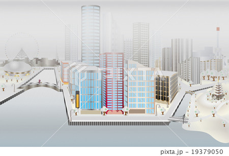 架空都市雪のイラスト素材