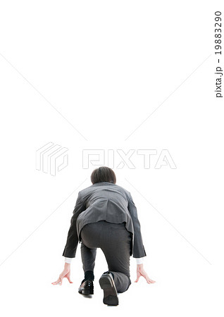 クラウチングスタート ビジネスマンの写真素材