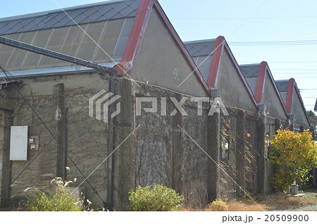 近代遺産 群馬県 桐生市 のこぎり屋根の写真素材