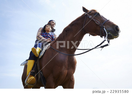乗馬体験の写真素材