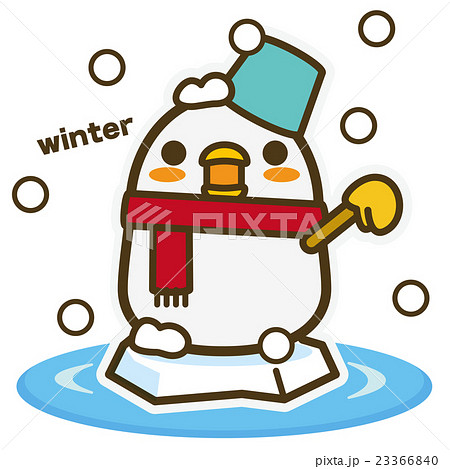 ペンギン 冬 キャラクター 雪の写真素材