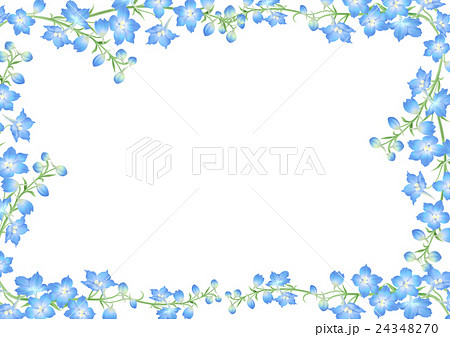 花フレーム青のイラスト素材